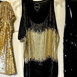 Extra large INC, sequin, black and gold blouse
